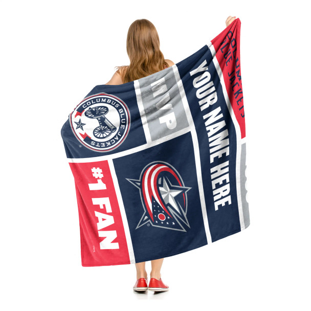 Columbus Blue Jackets NHL Colorblock Personalized Silk Touch Throw Blanket