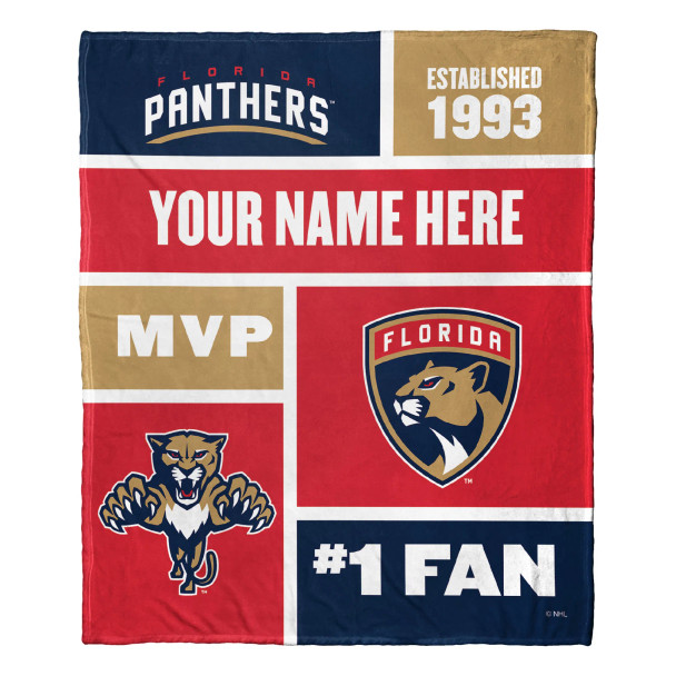 Florida Panthers NHL Colorblock Personalized Silk Touch Throw Blanket