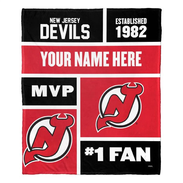 New Jersey Devils NHL Colorblock Personalized Silk Touch Throw Blanket