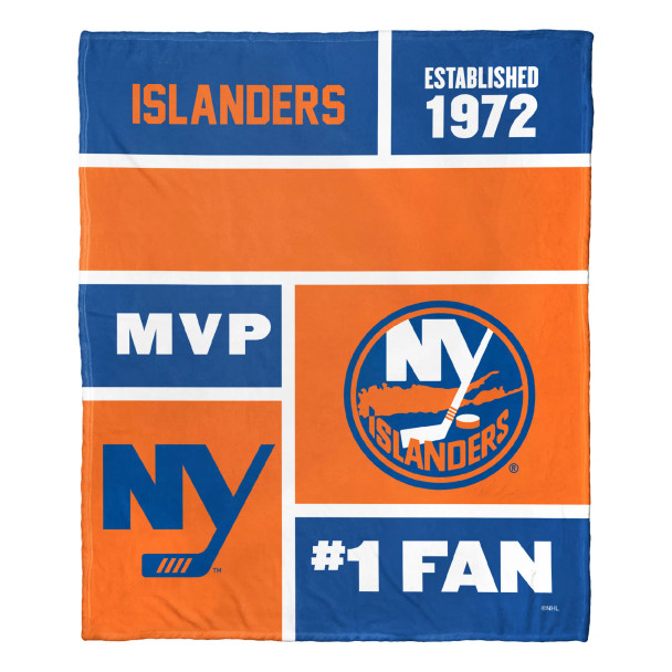New York Islanders NHL Colorblock Personalized Silk Touch Throw Blanket