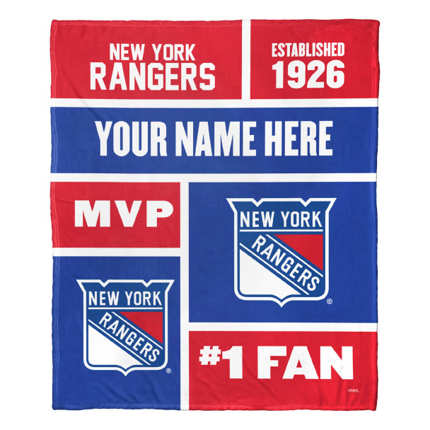 New York Rangers NHL Colorblock Personalized Silk Touch Throw Blanket