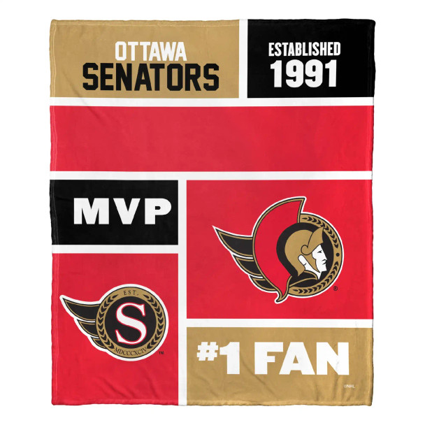 Ottawa Senators NHL Colorblock Personalized Silk Touch Throw Blanket
