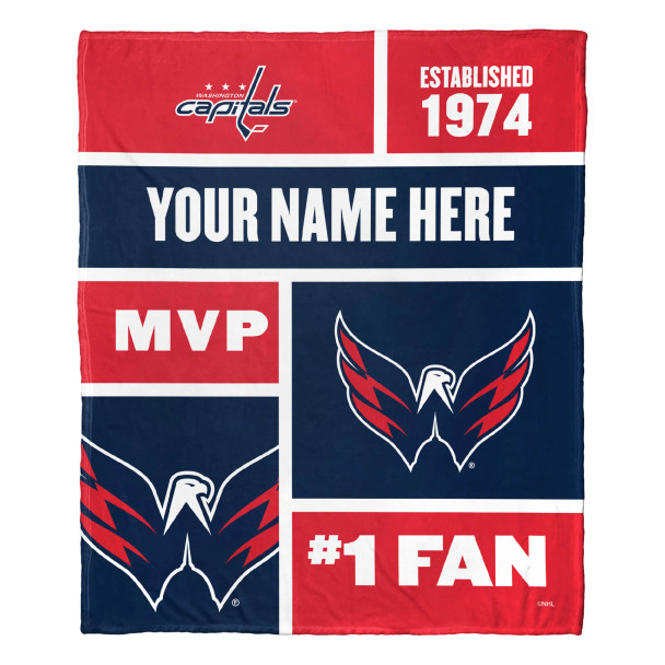 Washington Capitals NHL Colorblock Personalized Silk Touch Throw Blanket