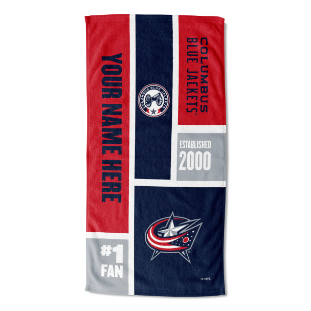 Columbus Blue Jackets NHL Colorblock Personalized Beach Towel