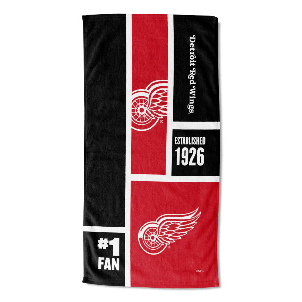 Detroit Red Wings NHL Colorblock Personalized Beach Towel