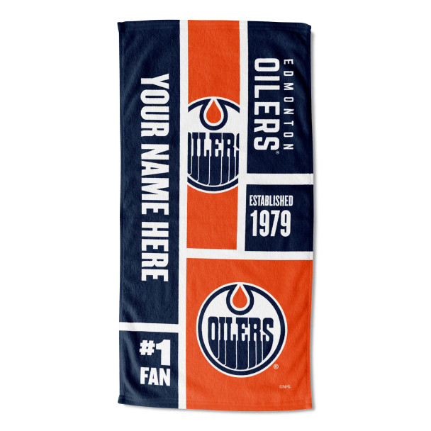 Edmonton Oilers NHL Colorblock Personalized Beach Towel