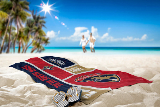 Florida Panthers NHL Colorblock Personalized Beach Towel