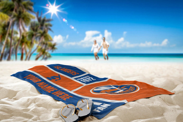 New York Islanders NHL Colorblock Personalized Beach Towel
