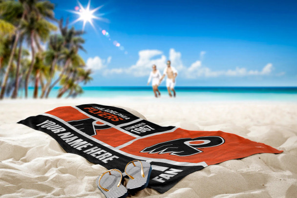 Philadelphia Flyers NHL Colorblock Personalized Beach Towel