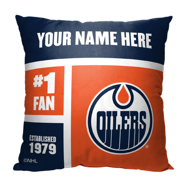 Edmonton Oilers NHL Colorblock Personalized Pillow