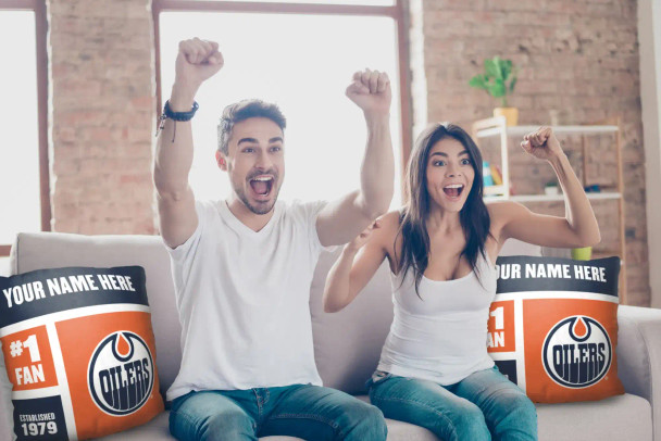 Edmonton Oilers NHL Colorblock Personalized Pillow