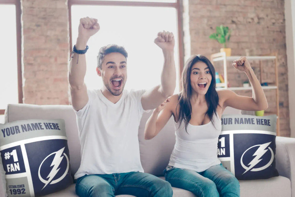 Tampa Bay Lightning NHL Colorblock Personalized Pillow
