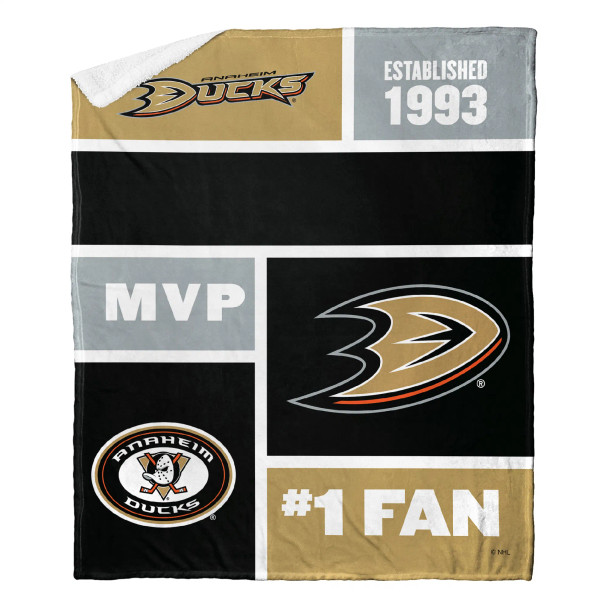 Anaheim Ducks NHL Colorblock Personalized Silk Touch Sherpa Throw Blanket