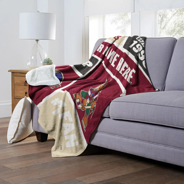 Arizona Coyotes NHL Colorblock Personalized Silk Touch Sherpa Throw Blanket