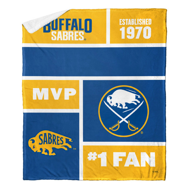 Buffalo Sabres NHL Colorblock Personalized Silk Touch Sherpa Throw Blanket