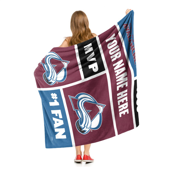 Colorado Avalanche NHL Colorblock Personalized Silk Touch Sherpa Throw Blanket