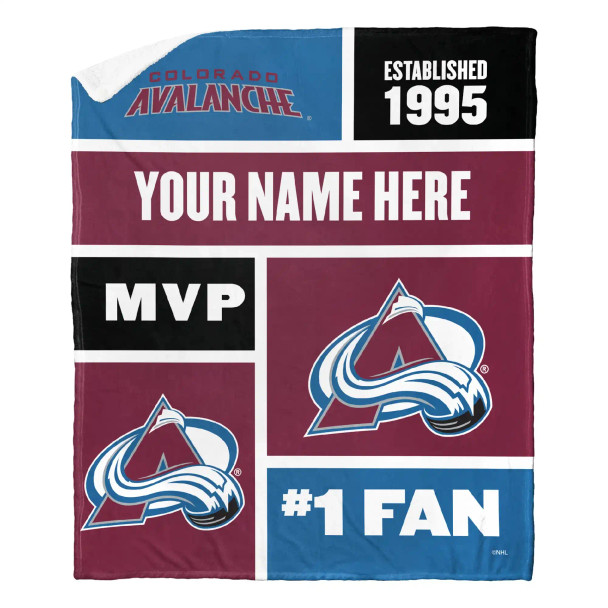 Colorado Avalanche NHL Colorblock Personalized Silk Touch Sherpa Throw Blanket