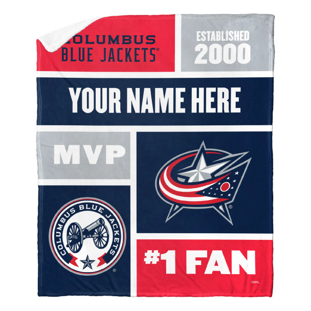 Columbus Blue Jackets NHL Colorblock Personalized Silk Touch Sherpa Throw Blanket