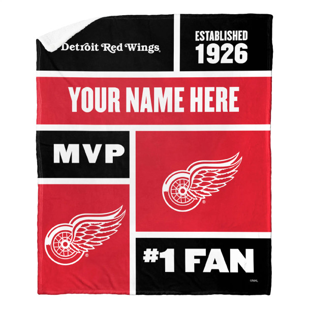 Detroit Red Wings NHL Colorblock Personalized Silk Touch Sherpa Throw Blanket