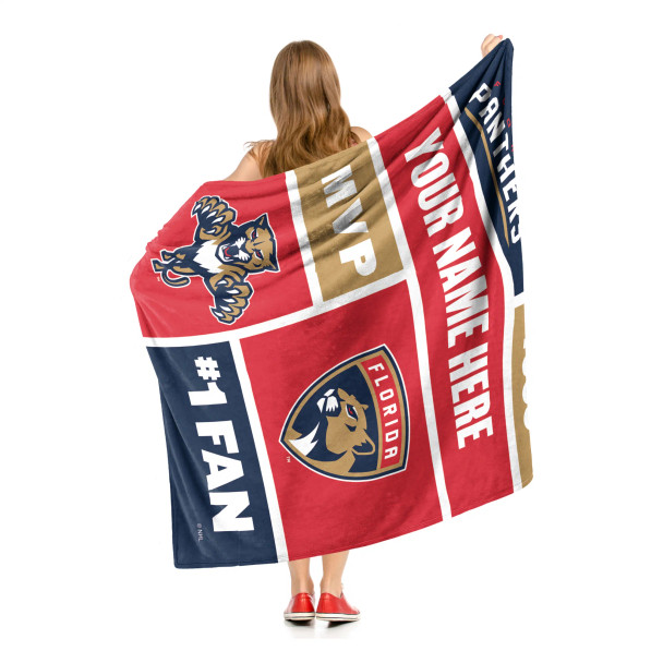 Florida Panthers NHL Colorblock Personalized Silk Touch Sherpa Throw Blanket