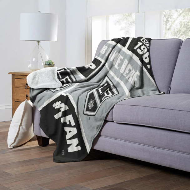 Los Angeles Kings NHL Colorblock Personalized Silk Touch Sherpa Throw Blanket