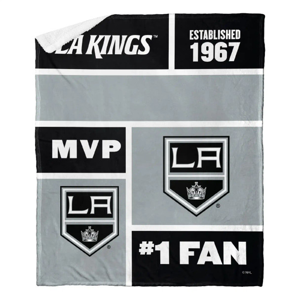 Los Angeles Kings NHL Colorblock Personalized Silk Touch Sherpa Throw Blanket