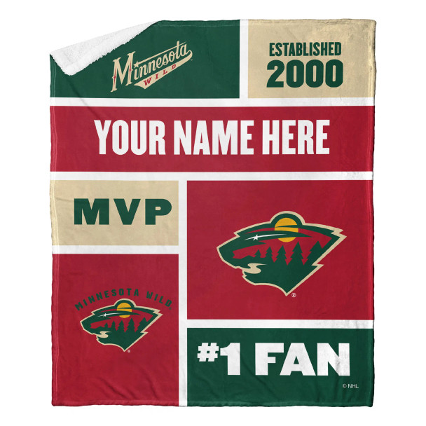 Minnesota Wild NHL Colorblock Personalized Silk Touch Sherpa Throw Blanket