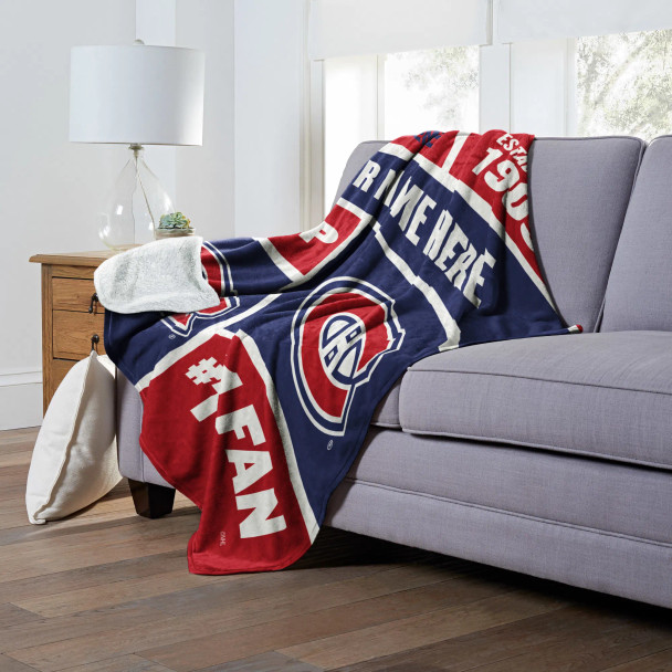 Montreal Canadiens NHL Colorblock Personalized Silk Touch Sherpa Throw Blanket
