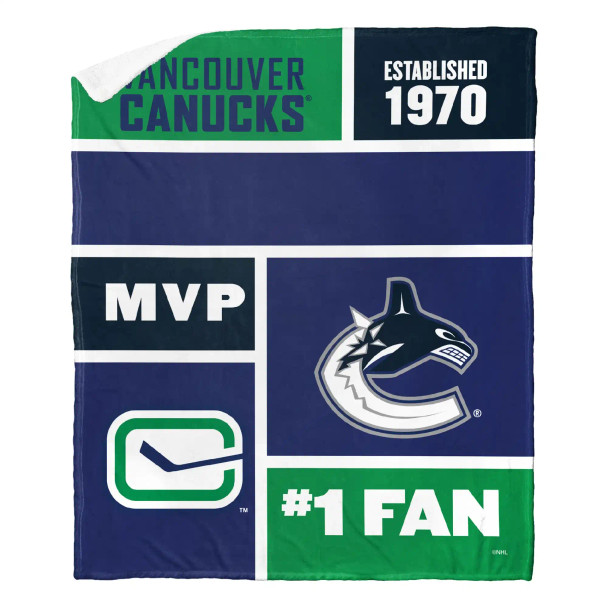 Vancouver Canucks NHL Colorblock Personalized Silk Touch Sherpa Throw Blanket