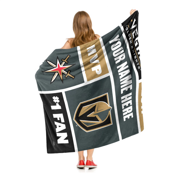 Vegas Golden Knights NHL Colorblock Personalized Silk Touch Sherpa Throw Blanket