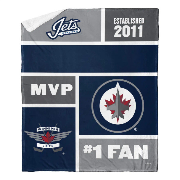 Winnipeg Jets NHL Colorblock Personalized Silk Touch Sherpa Throw Blanket