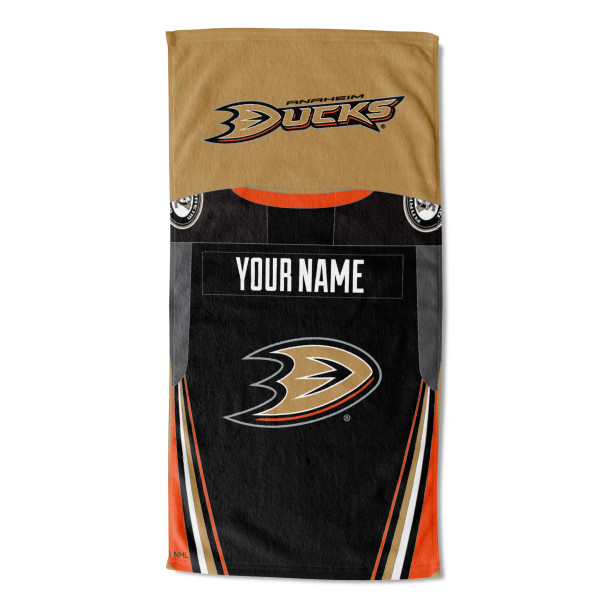 Anaheim Ducks NHL Jersey Personalized Beach Towel