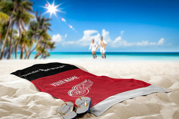 Detroit Red Wings NHL Jersey Personalized Beach Towel