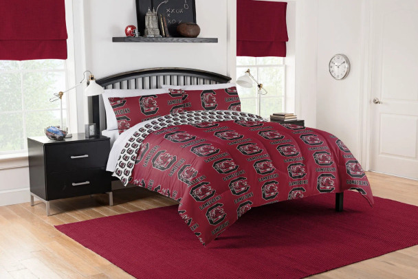 South Carolina Gamecocks Rotary Queen Bed In a Bag Set