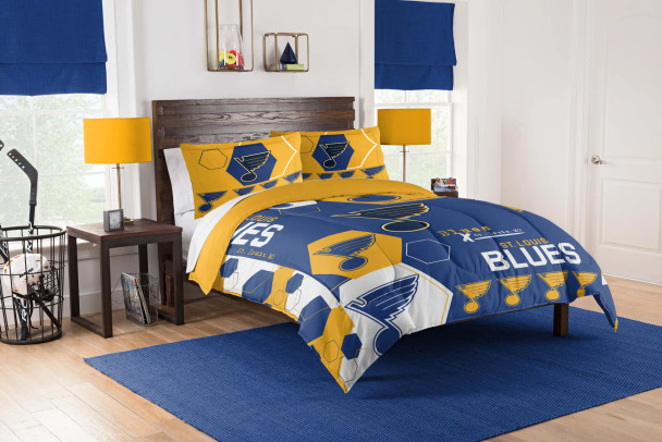 St. Louis Blues 'Hexagon' Full/Queen Comforter & Sham Set