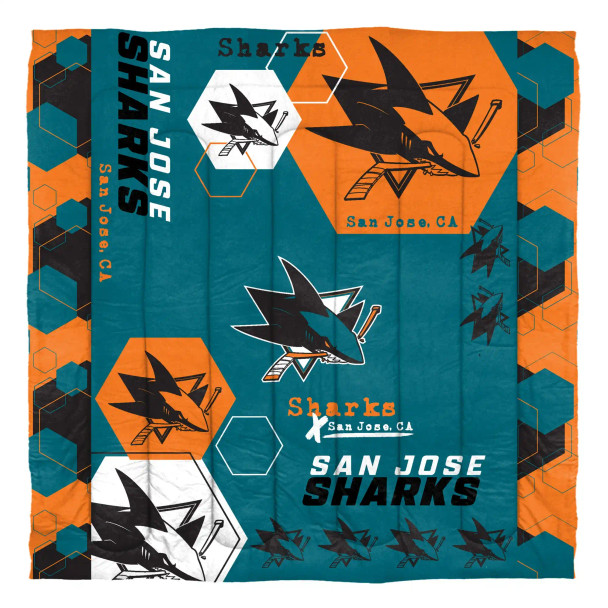 San Jose Sharks 'Hexagon' Full/Queen Comforter & Sham Set San Jose Sharks 'Hexagon' Full/Queen Comforter & Sham Set