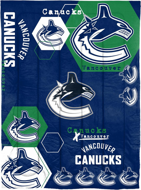 Vancouver Canucks NHL 'Hexagon' Twin Comforter and Sham Set