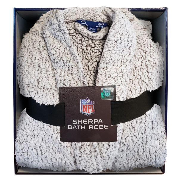 New York Giants NFL Men's Sherpa Bath Robe Gray L/XL