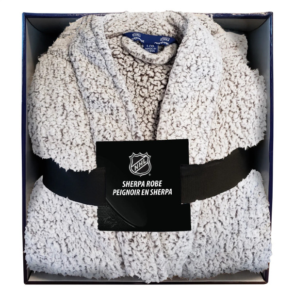 Boston Bruins NHL Men's Sherpa Bath Robe Gray L/XL