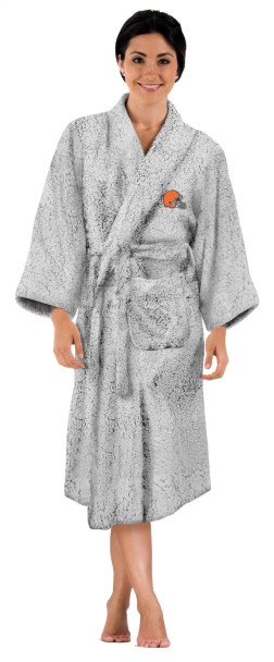 Cleveland Browns NFL Women's Sherpa Bath Robe Gray S/M