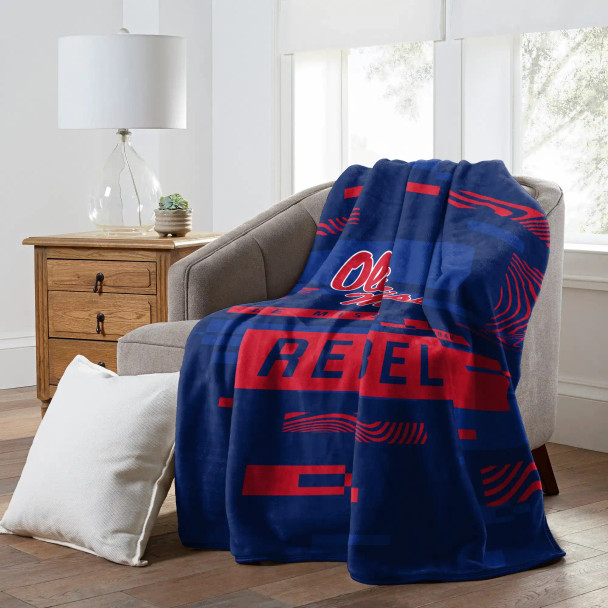 NCAA Digitize Mississippi Rebels Raschel Throw Blanket