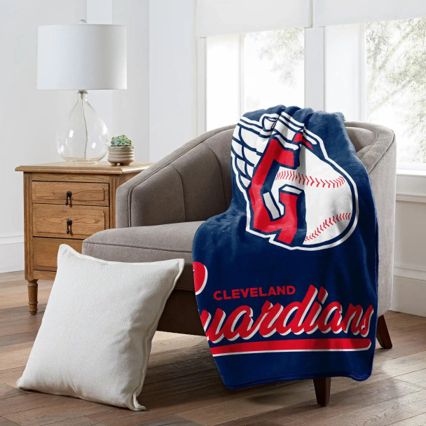 MLB Cleveland Guardians Signature Raschel Throw Blanket