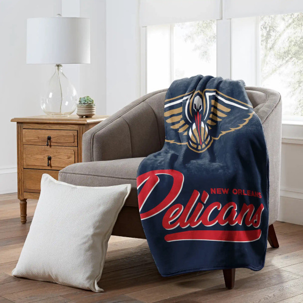 NBA New Orleans Pelicans Signature Raschel Throw Blanket