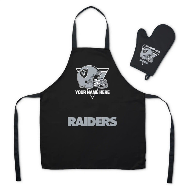 NFL Las Vegas Raiders Personalized 2-Piece Apron and Oven Mitt Set