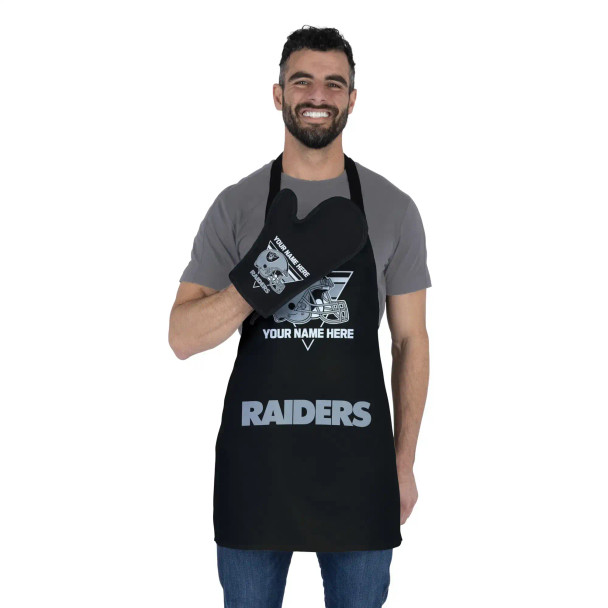 NFL Las Vegas Raiders Personalized 2-Piece Apron and Oven Mitt Set