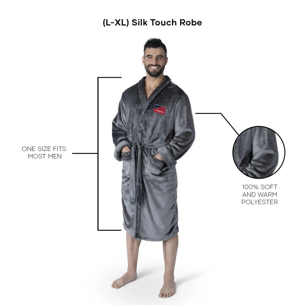 MLB St. Louis Cardinals Men's L/XL Silk Touch Personalized Bath Robe (Charcoal)