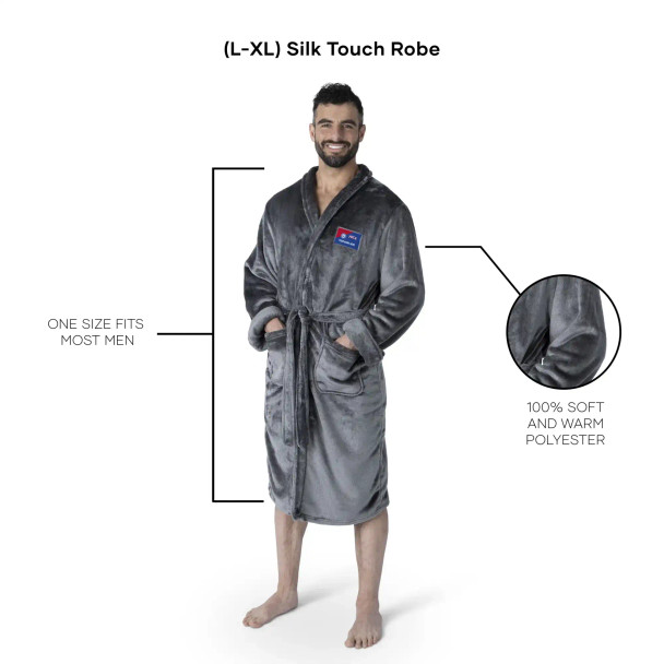 NBA Philadelphia 76ers Men's L/XL Silk Touch Personalized Bath Robe (Charcoal)