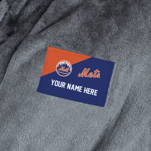 MLB New York Mets Women's S/M Silk Touch Personalized Bath Robe (Charcoal)