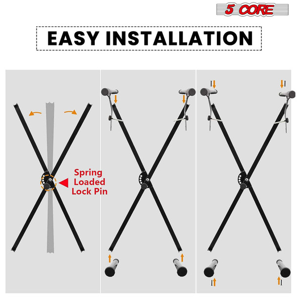 5 Core adjustable X style keyboard stand for 54, 61, 76, 88 keys electric piano riser with spring loaded lock pin.