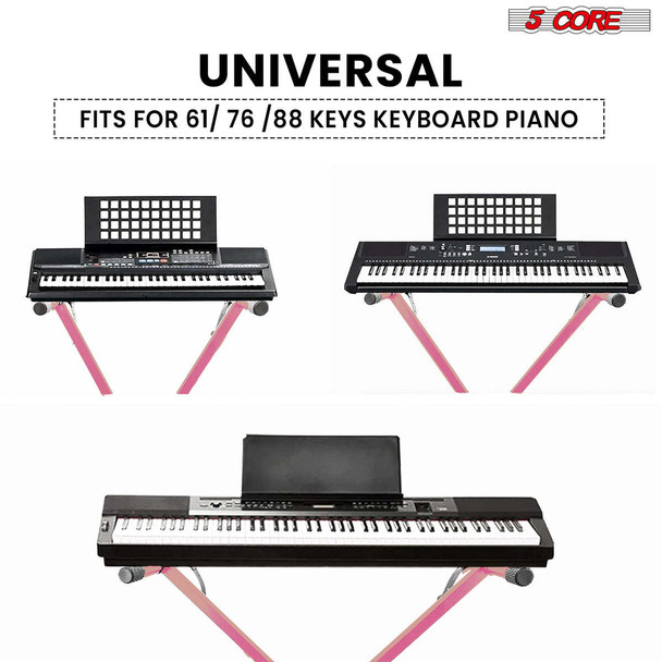 5 Core Universal Adjustable X Style Keyboard Stand for 54 61 76 88 Keys Electric Piano Riser in black color.